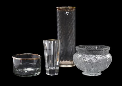 Lot 417 - A French Square Glass Vase, acid etched mark...