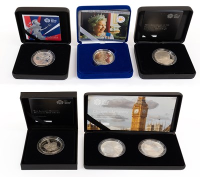 Lot 432 - Assorted Royal Mint Boxed Silver Proof Coins,...