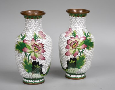 Lot 298 - A Pair of Chinese Cloisonne Vases, 20th...