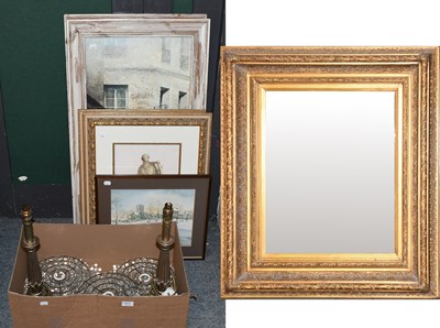 Lot 417 - A Gilt Framed Rectangular Hanging Mirror, a...