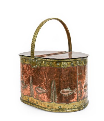 Lot 114 - A Continental Brass and Copper Coal Bin, 19th...
