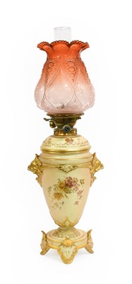 Lot 30 - A Royal Worcester Porcelain Oil Lamp, 1895,...