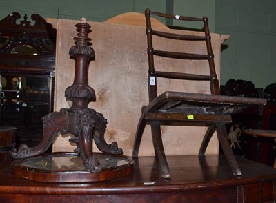 Lot 541 - Rosewood Victorian polescreen (a.f.) with embroidered and stampwork panel and a folding low chair