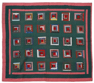 Lot 2304 - Circa 1880-90 American Quilt Log Cabin Quilt,...