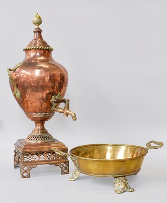 Lot 178 - A George III Brass and Copper Tea Urn, with...