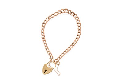 Lot 294 - A Curb Link Bracelet, stamped '9' and '375,...