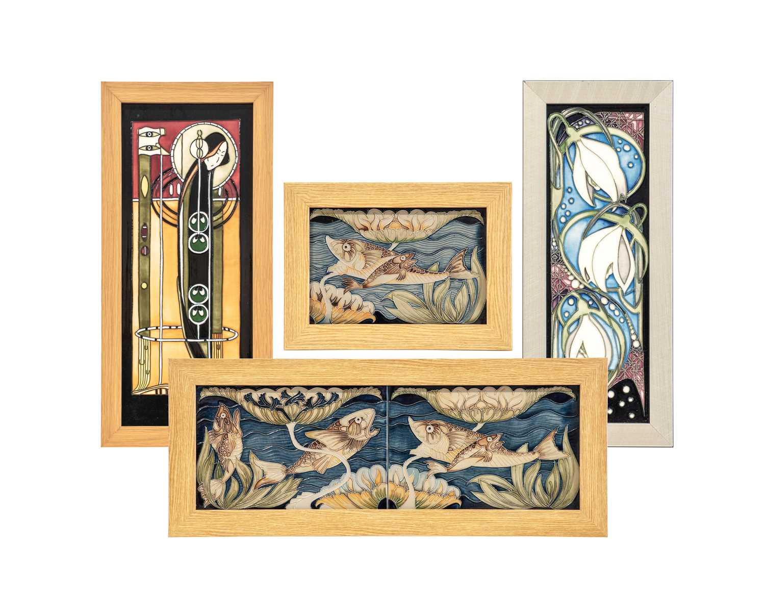 Lot 517 - Modern Moorcroft Double Take Carp Plaque,...