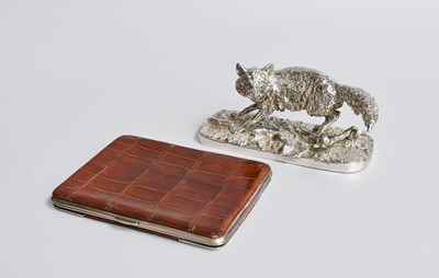 Lot 25 - A Silver-Mounted Crocodile Skin Wallet, With...