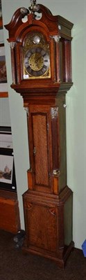 Lot 551 - An oak cased grandmother clock (cracked glass)