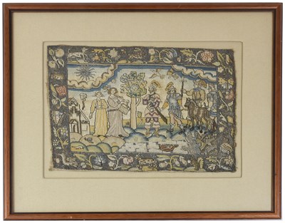 Lot 2124 - Circa 1650 Needlework Picture, depicting...