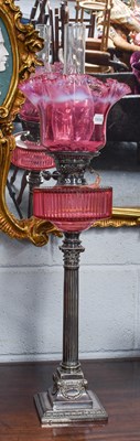 Lot 322 - A Victorian Silver Plate Oil Lamp, of...