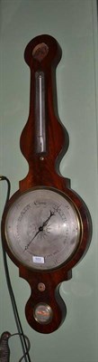 Lot 553 - A mahogany wheel barometer, signed Zanetti & Agnew, Market Manchester, circa 1830, with hygrometer