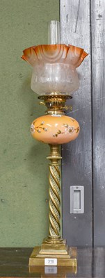 Lot 320 - A Victorian Brass Based Oil Lamp, of twisted...