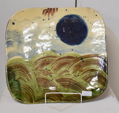 Lot 1050 - A Studio Pottery Platter, square with shaped...