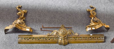 Lot 216 - A Pair of Brass Chenets, on fender rail,...