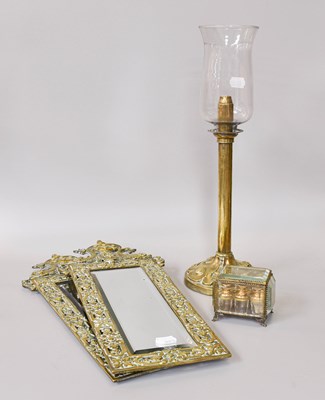 Lot 205 - A Pair of Pier Glasses, in pierced brass frame,...
