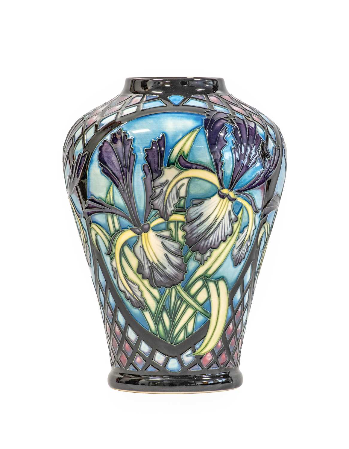 Lot 529 - Modern Moorcroft Pottery Siberia Iris Pattern...