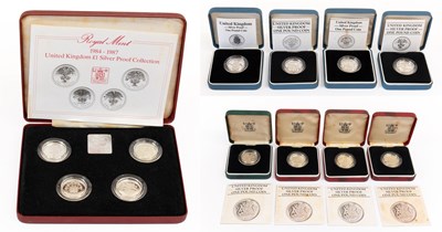 Lot 440 - 12x Royal Mint Silver Proof One Pound Coins,...