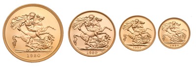 Lot UK, Gold Proof Set 1980, four coin set...