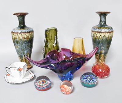 Lot 243 - A Pair of Royal Doulton Stone Ware Vases, of...