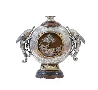 Lot 119 - A Japanese Mixed Metal Moon Flask, Meiji...