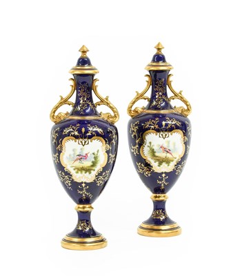 Lot 38 - A Pair of Coalport Porcelain Vases and Covers,...