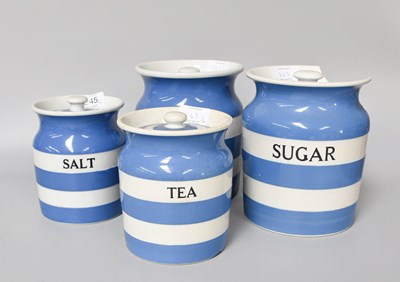 Lot 245 - T G Green Cornishware, blue banded storage...