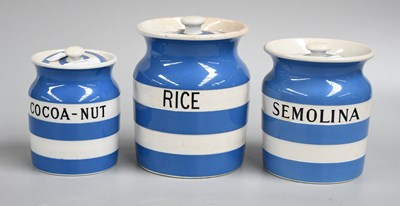 Lot 179 - T G Green Cornishware, blue banded storage...