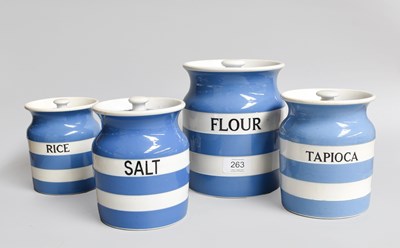 Lot 263 - T G Green Cornishware, blue banded storage...