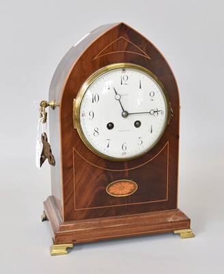 Lot 207 - A Mahogany Inlaid Striking Mantel Clock,...