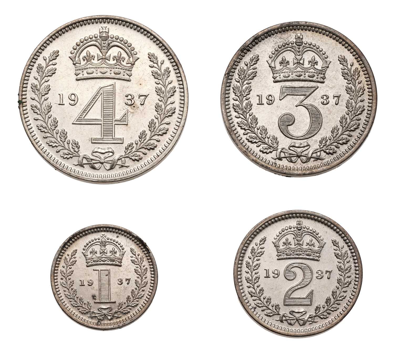 Lot 77 - George VI, Maundy Set 1937, 4 coin set...