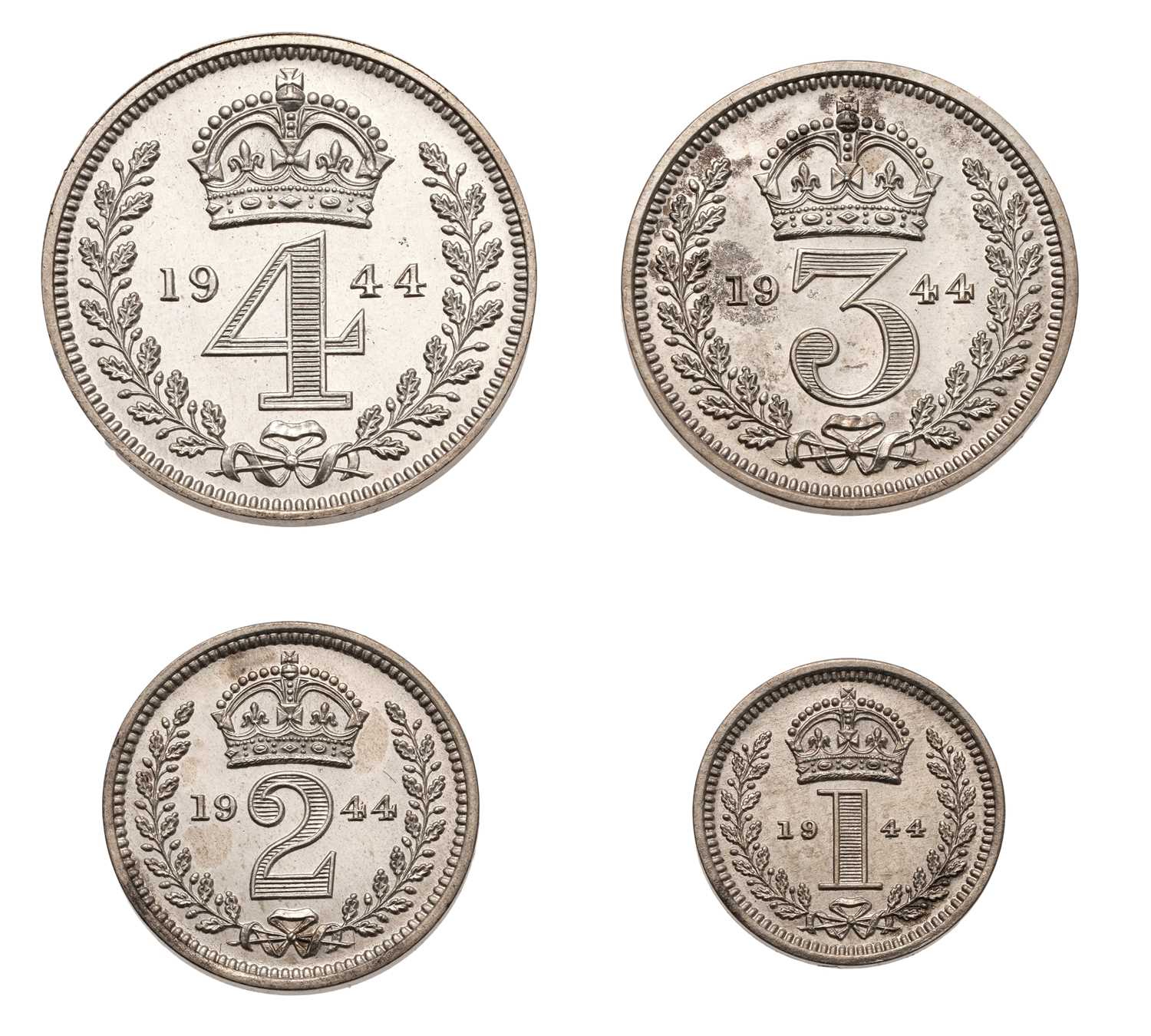 Lot 78 - George VI, Maundy Set 1944, 4 coin set...