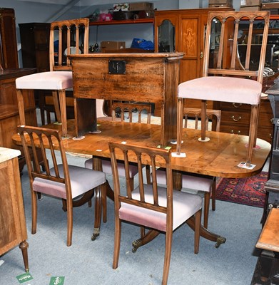 Lot 528 - A Regency Style Yew Wood Twin Pedestal Drop...