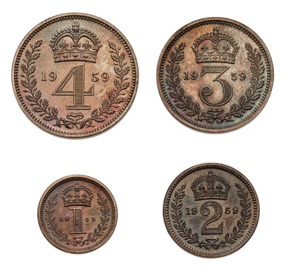 Lot 79 - Elizabeth II, Maundy Set 1959, 4 coin set...
