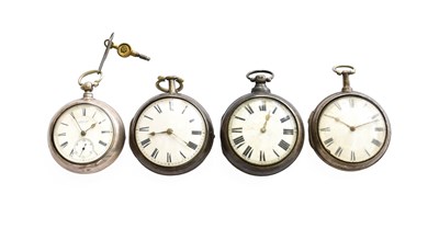 Lot 333 - Three Silver Pair Cased Verge Pocket Watches...