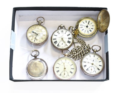 Lot 341 - Four Silver Open Faced Pocket Watches, a...