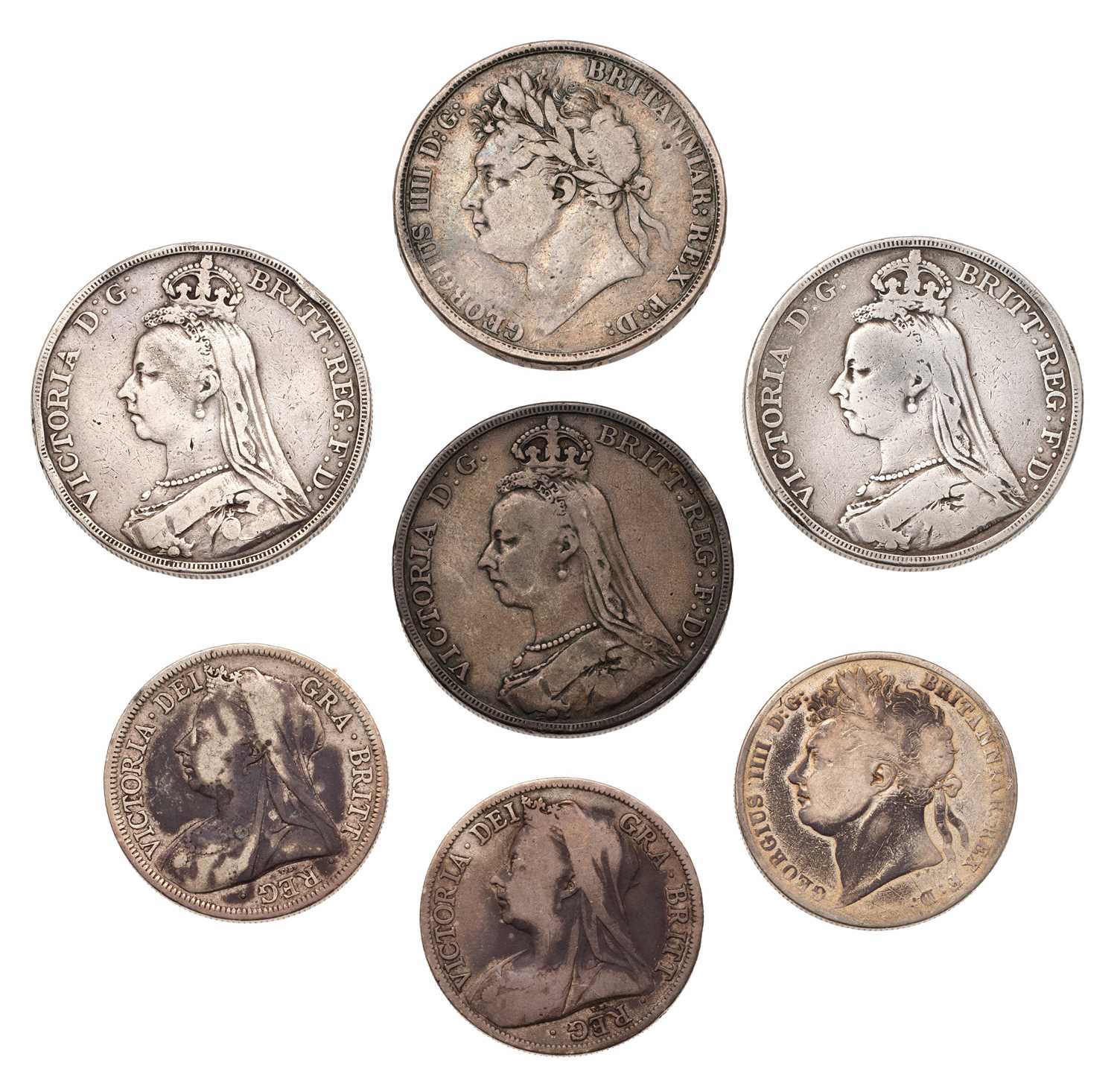 Lot 44 - Mixed UK Silver Crowns and Halfcrowns,...