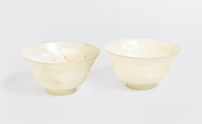 Lot 270 - A Pair of Chinese Pale Celadon Jade Wine Cups,...