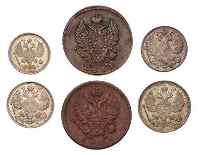 Lot 114 - Russia, Assorted Coins, 6 in total to include:...