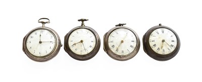 Lot 337 - Four Silver Pair Cased Verge Pocket Watches,...