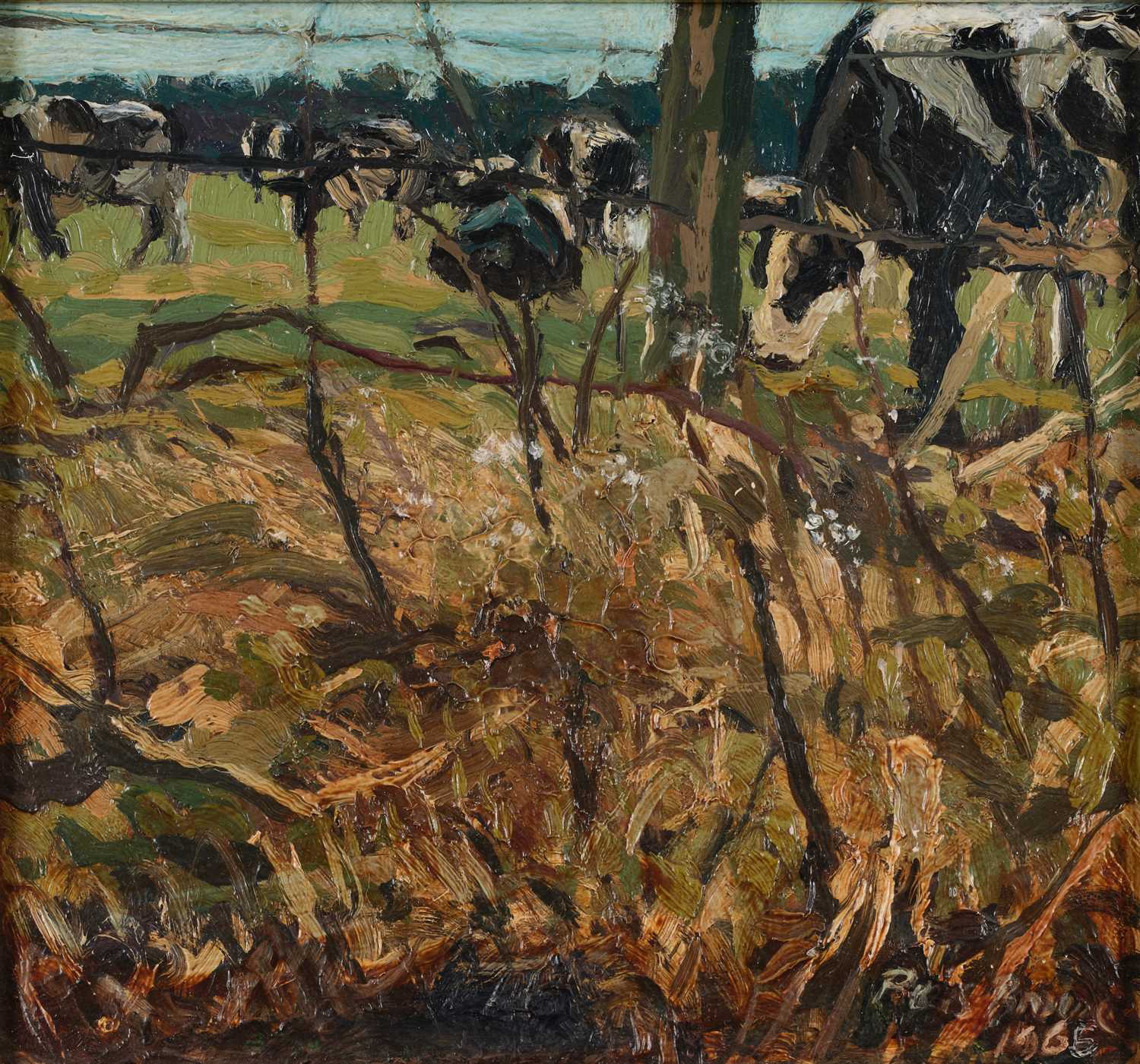 Lot 75 - Piers Browne (1949-2024) Cows grazing Signed...
