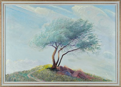 Lot 101 - Piers Browne (1949-2024) Lovers Signed, oil on...