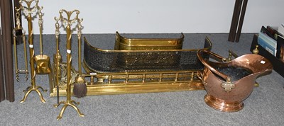 Lot 457 - Three Various Brass Fire Fenders, a copper...