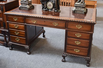 Lot 517 - A Mahogany Twin Pedestal Desk, early 20th...