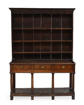 Lot 357 - A George III Oak Open Dresser and Rack, late...
