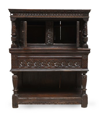 Lot 351 - A Charles I Carved Oak Livery Cupboard, early...
