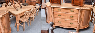 Lot 514 - A Pine Serpentine Fronted Sideboard, with a...