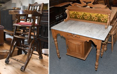 Lot 512 - A Victorian Walnut Marble top Wash Stand, with...
