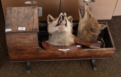 Lot 76 - Taxidermy: Two Red Fox Mask, an oak dolls...