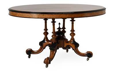 Lot 525 - A Victorian Figured Burr Walnut and Ebonised...